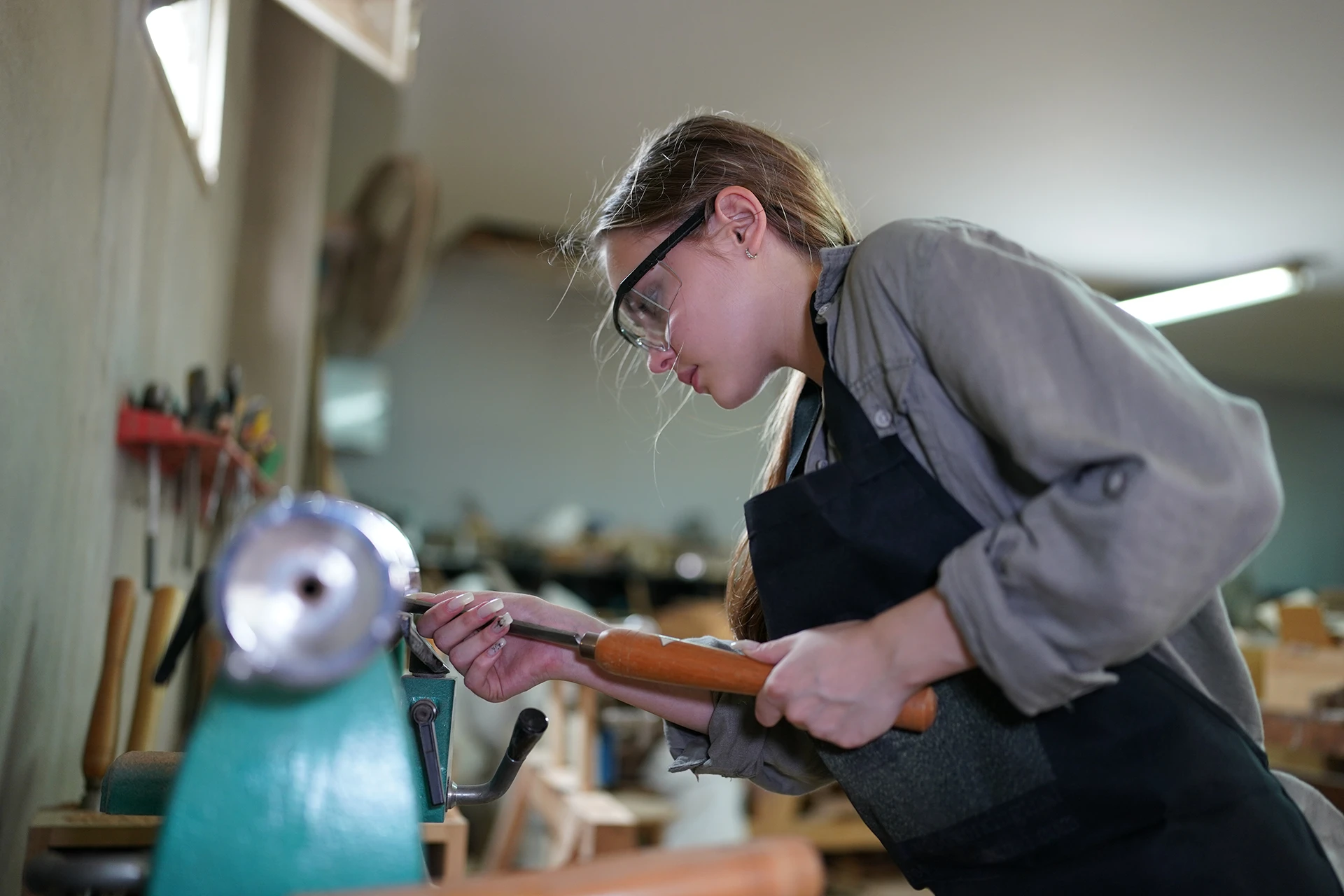 girl on lathe